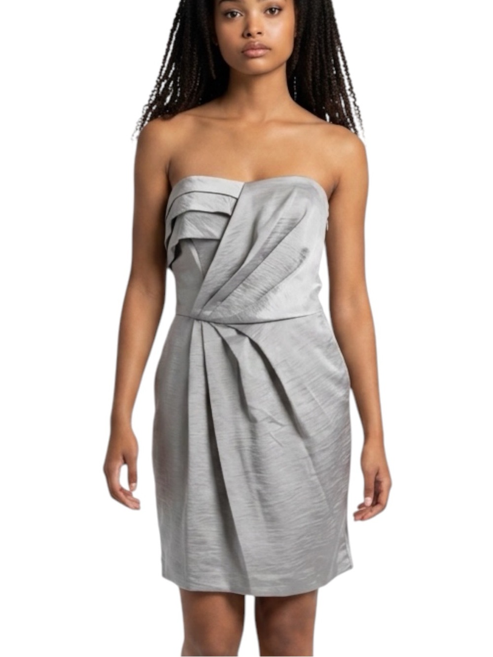 BCBGeneration Metallic Silver Strapless Party Event Dress NWOT Size 8